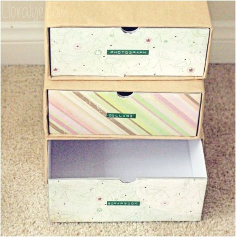 18 Useful Shoe Box DIY's For The Kids And The Home Kids Shoe Organization, Shoe Box Diy, Shoe Organization Diy, Shoe Box Crafts, Recycled Decor, Carton Diy, Colorful Storage, Diy Drawers, Shoe Boxes