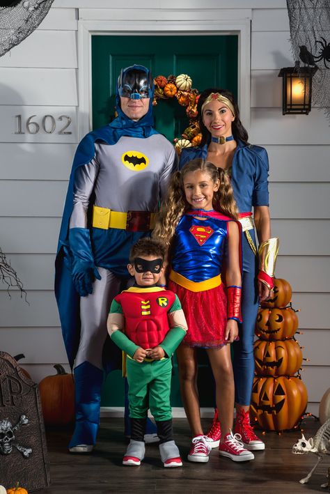 From the original caped crusader to the littlest of Teen Titans, they’ll have a super time on Halloween with superhero costumes. Featured comic book costumes: Batman Classic 1966 Series Grand Heritage, DC Comics Wonder Woman Deluxe, Supergirl Tutu, and DC Comics Teen Titans Robin. Find Halloween costumes for the family at Kohl’s. Super Hero Family Costumes, Nemo And Dory Costume, Diy Disney Halloween Costumes, Super Hero Family, Villains Costumes, Diy Superhero Costume, Superhero Costumes Kids, Titans Robin, Comic Book Costumes