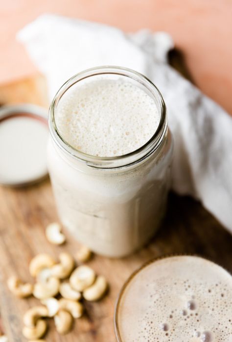 Easy Cashew Coffee Creamer Recipe (Dairy-Free) - Fresh Water Peaches Cashew Coffee Creamer Homemade, Cashew Creamer Coffee, Cashew Milk Creamer, Nutpods Creamer Recipe, Cashew Coffee Creamer, Cashew Creamer, Cashew Milk Recipe, Sugar Free Creamer, Sugar Free Coffee Creamer