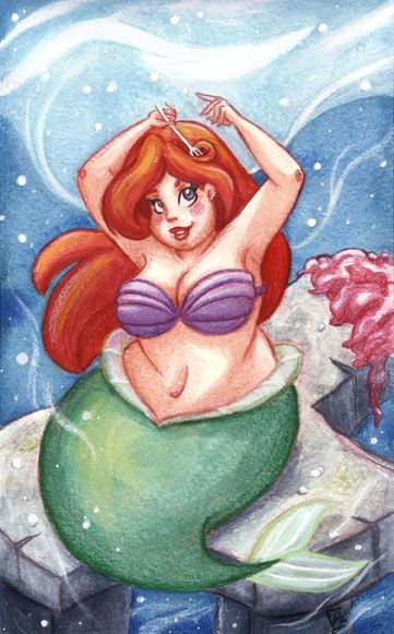 Curvy Mermaid Art, Fat Mermaid, Plus Size Art, Fantasy Mermaids, Disney Fanart, Mermaid Drawings, Mermaid Painting, Mermaid Disney, Twisted Disney