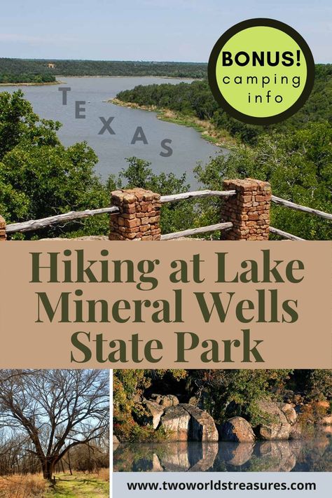 Hiking at Lake Mineral Wells State Park is a must do for outdoor lovers in Dallas/Fort Worth area. Ranging from easy to challenging, it's a great outdoor activity for everyone in the family. Camping, rock climbing, fishing, and canoeing are some of the other outdoor fun that you can do here. #lakemineralwells #txstateparks #texastravel #usatravel Texas Camping Spots, Mineral Wells State Park, Texas Hikes, Inks Lake State Park Texas, Cleburne State Park Texas, Texas Camping, Lake Mineral Wells State Park Texas, Texas Hiking Trails, Mineral Wells Texas