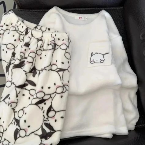 Just found this amazing item on AliExpress. Check it out! $8.64 | Hello Kitty Pochacco Kuromi Girls New Japanese Cute Cartoon Print Thickened Coral Velvet Warm Antibacterial Home Clothing Set Pajamas Aesthetic Hello Kitty, Cute Sanrio Clothes, Pijama Da Hello Kitty, Pochacco Clothes, Cute Bedtime Outfits, Pochacco Items, Pochacco Pajamas, Sanrio Pjs, Comfy Clothes Aesthetic