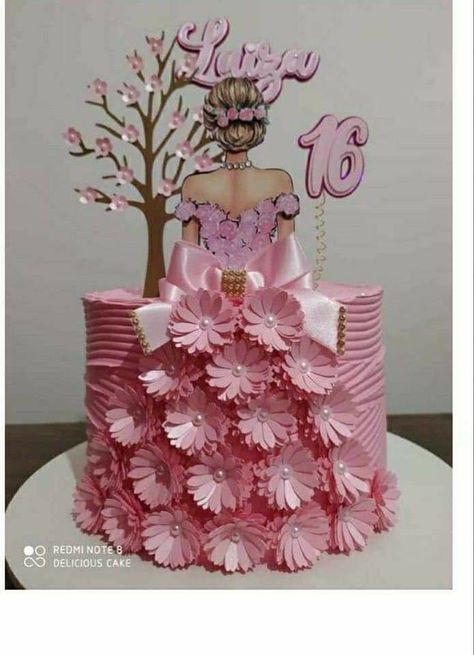 #pinkcakes, #pinkcake #sweet16 Princess Sofia Cupcakes, Pink Elephant Cake, Fairy House Cake, Doll Cake Designs, Pink Ombre Cake, Pink Cake Pops, Hot Pink Birthday, Cake Designs For Girl, Elephant Cakes