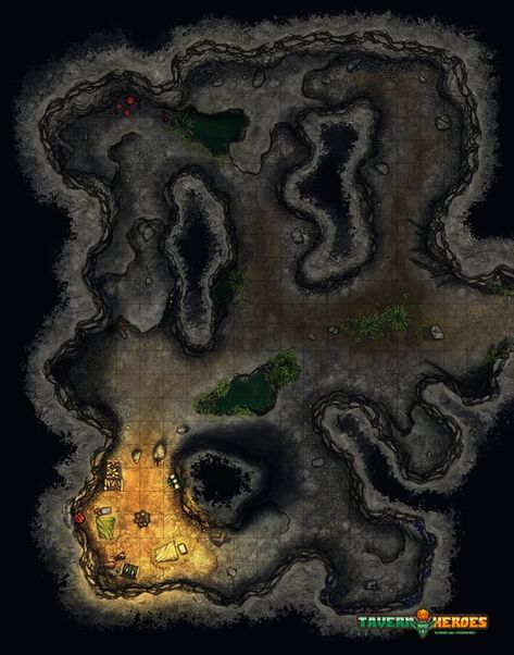 Cave Maps Dnd, Dnd Cave Map, Cave Dnd Map, Dnd Knowledge, Dnd Cave, Cave Battlemap, Medieval Environment, West Map, Underground Dungeon