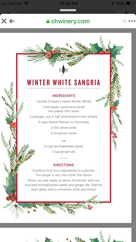 Winter Sangria Recipes White, Dirty Santa Gift Exchange, Winter Sangria Recipes, White Sangria Recipe, Winter Sangria, Holiday Sangria, Sangria Ingredients, Christmas Sangria, Cooper's Hawk