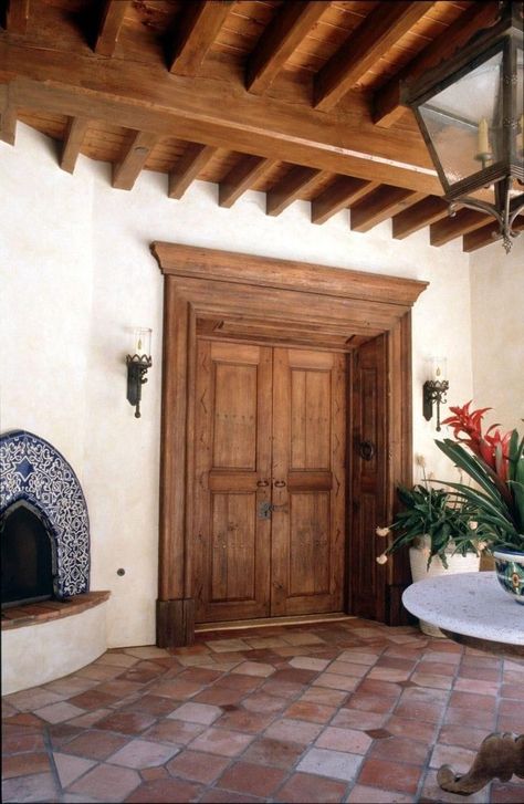 Gate And Fence Ideas, Spanish Style Doors, Gates Ideas, Mexican Interior Design, Spanish Style Architecture, Hacienda Homes, Wood Fence Design, Spanish Home Decor, Gates Design