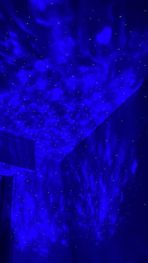 Vibey Room Aesthetic, Blue Colour Wallpaper, Galaxy Lamp, Lamp Aesthetic, Blue Room Decor, Vibey Room, Bedroom Theme, Blue Lighting, Blue Lamp