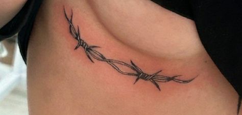 Bob Wire Tattoos For Women, Bobbed Wire Tattoo, Barbed Wire Tattoo For Women, Underboob Tattoos For Women, Under Breast Tattoos, Inbetween Breast Tattoo, Underbreast Tattoo, Mama Tattoos, Under Breast Tattoo