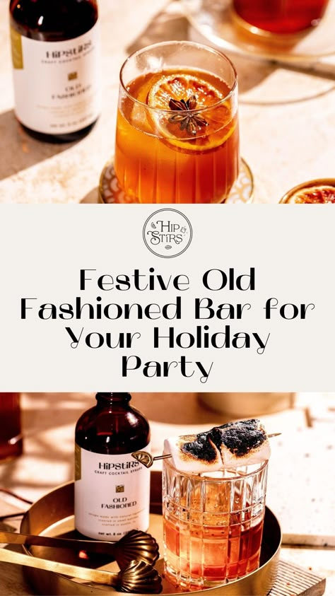 Serve up classic and creative Old Fashioned cocktails at your Thanksgiving party. This guide offers everything you need to set up a memorable holiday bar!  Thanksgiving Old Fashioned bar | DIY Old Fashioned station | Fall cocktail bar | Hosting a whiskey bar | Old Fashioned drink ideas | Cranberry Old Fashioned recipe | Thanksgiving cocktail recipes | Bourbon bar for Thanksgiving | Fall Old Fashioned variations | Pumpkin spice Old Fashioned | Festive whiskey cocktails | Thanksgiving drink ideas Old Fashioned Drink Station, Winter Cocktail Party Decor, Make Your Own Old Fashioned Bar, Old Fashion Bar For Party, Party Bar Set Up Drink Stations, Old Fashioned Bar For Party, Diy Old Fashioned Cocktail Kit, Fall Old Fashioned, Thanksgiving Drink Ideas