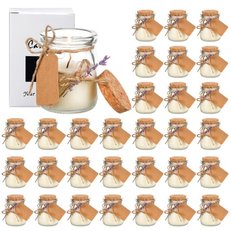 PRICES MAY VARY. Glass Jar Candles: you will receive 50 sets of gift candles for women, including 50 pieces of candles, 50 cards, 50 dry green leaves and 1 twine rope; This complete combination covers your needs for decoration, sharing or sending gifts Quality and Safe Material: the jar candle is made of soybean wax and cotton core, added with a small amount of essential oil, the material is safe, reliable, refreshing and long lasting fragrance, making people feel comfortable and pleasant Portab Party Favors For A Quinceanera, Bride Shower Favors, Simple Wedding Gifts For Guests, Fall Shower Favors, Party Favors For Wedding Guests, Fall Wedding Shower Favors, Candle Wedding Favors For Guests Table Set Up, Useful Wedding Favors For Guests, Mini Candle Wedding Favors