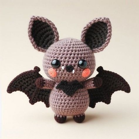 Free Crochet Bat Pattern, Crochet Bat Pattern Free Amigurumi, Bat Crochet Pattern Free, Bat Crochet, Happy Sunflower, Crocheted Amigurumi, Crochet Bat, Mini Amigurumi, Artsy Ideas