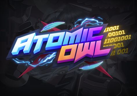 ArtStation - Atomic Owl Casino Logo, Logo Samples, Text Logo Design, Game Logo Design, Event Logo, Game Ui Design, Title Design, Graphic Design Lessons, Game Concept Art