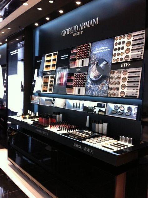 Cosmetic Shop Design, Armani Cosmetics, Retail Store Interior Design, Makeup Display, Travel Retail, Cosmetics Store, Design Factory, Retail Store Interior, Kiosk Design