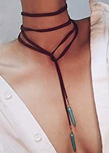 Turquoise Accessories, Layered Choker Necklace, Womens Chokers, Turquoise Boho, Women Necklace, Necklace Women, Necklace Vintage, Lariat Necklace, Turquoise Pendant