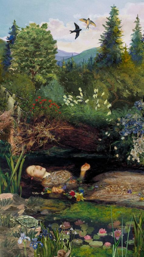 Ophelia darling. #hamlet #ophelia #singersargent #flowers #painting #shakespeare Ophelia Shakespeare, Hamlet Ophelia, Collage, Flowers, Art