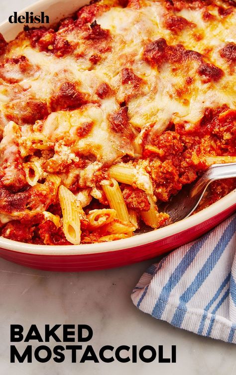 Baked Mostaccioli Is Basically The Easier Way To Make LasagnaDelish Mostaccioli Recipe, Baked Mostaccioli, Pasta And Sauce, Penne Pasta Recipes, Pasta Penne, Sweet Italian Sausage, Fettuccine Alfredo, Baked Ziti, Goulash