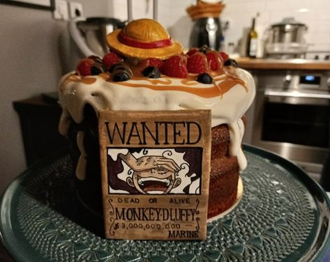 Cake Paint Luffy Cake, Luffy Wanted Poster, One Piece Cake, One Piece Gear 5, One Piece Birthdays, Anime Cake, Dad Birthday Cakes, Ideas Cumpleaños, Diy Best Friend Gifts