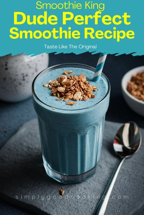 Smoothie King Dude Perfect Smoothie Recipe The Hulk Smoothie King Recipe, Smoothie King Recipes Copycat, Satisfying Smoothies, Pappadeaux Recipe, Perfect Smoothie Recipe, Smoothie King Recipes, Longhorn Steakhouse Recipes, Copycat Recipes Desserts, Diy Smoothies