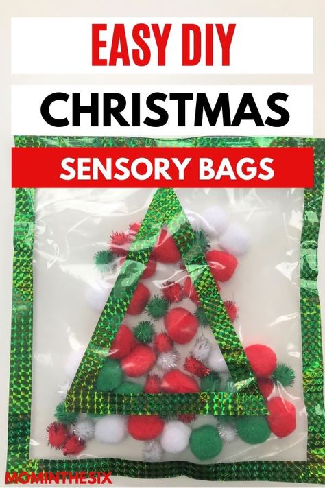 Easy DIY Christmas Sensory Bags For Babies. Tummy Time for Babies. Christmas Activities For Baby. 6 month baby activity. Baby Room Christmas Activities, Simple Sensory Activities, Christmas Activities Babies, Christmas Baby Activities, Christmas Sensory Bags, Christmas Crafts Infants, Christmas Crafts Babies, Christmas Ideas For Babies, Baby Christmas Art