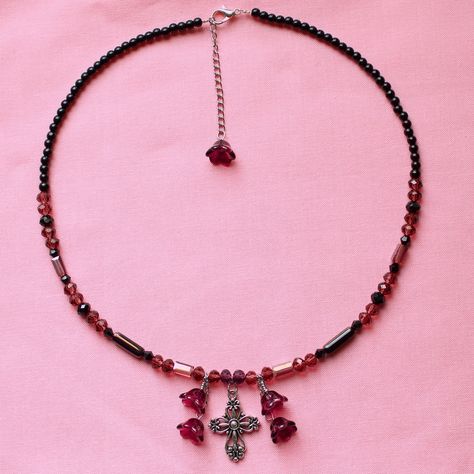 🖤 A deep purple and black necklace for the gothic babes 🖤 It’s simple and features glass beads, stainless steel hardware, purple flower caps, and a floral cross. 🦇 handmade & one of one 🦇 available for $20 on my @etsy @strawberrynida One Of One, Floral Cross, The Gothic, Black Necklace, Purple Flower, Deep Purple, Purple Flowers, Purple And Black, Glass Beads