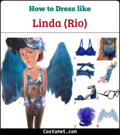 Linda (Rio) Costume for Cosplay & Halloween 2021 Linda Rio Halloween Costume, Jewel From Rio Costume, Rio Inspired Outfit, Linda Costume Rio, Rio Bird Costume Women, Rio Linda Bird Costume, Rio Bird Halloween Costume, Linda From Rio, Rio Birds Costume