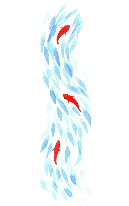 Akvarel Illustration, Calligraphy Ideas, Koi Watercolor, Makeup Images, Watercolor Ideas, Cat Air, Art Et Illustration, Red Fish, Watercolor Inspiration