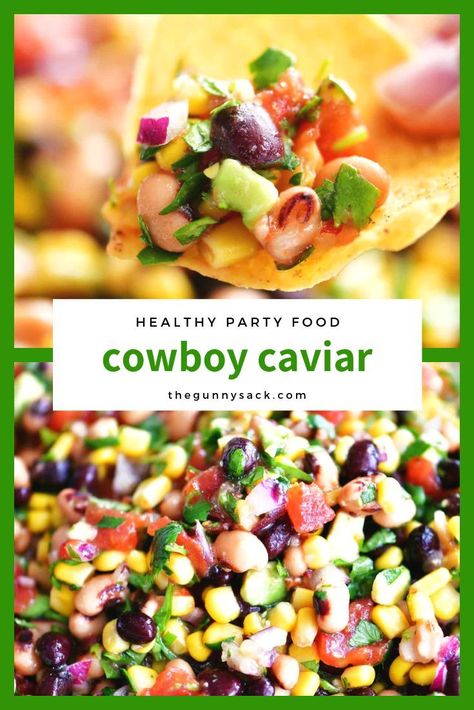 Work Party Food, Western Party Foods, Side Dish Salad, Cowboy Caviar Recipe, Cowboy Food, Theme Snack, Gunny Sack, Party Bites, Caviar Recipes