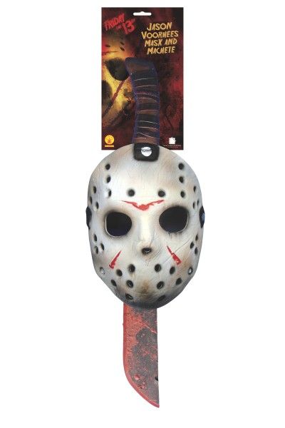 Jason Mask & Machete Set Halloween - Accessory | Costume City Jason Voorhees Costume, Jason Voorhees Hockey Mask, Jason Friday, Jason Vorhees, Jason Mask, Horror Villains, Slasher Film, Hockey Mask, Costume Masks