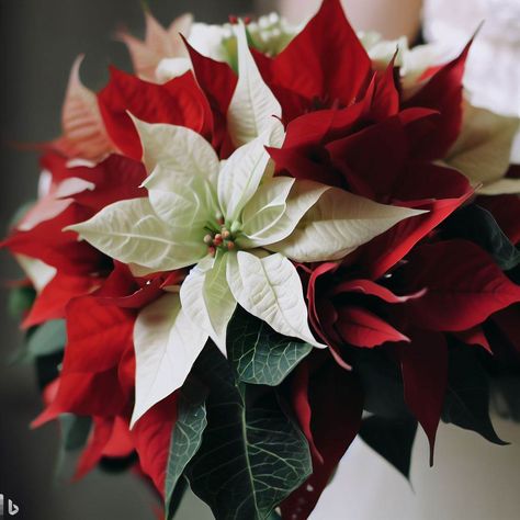 Red and white poinsettia for bouquet Poinsettia Wedding, Poinsettia Bouquet, Christmas Wedding Bouquets, Holiday Bouquet, White Poinsettia, Poinsettia Flower, Christmas Flowers, Wedding Goals, Church Wedding