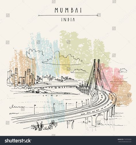 Bombay Illustration Art, Mumbai Instagram Highlight Icon, Mumbai Sketch Art, Mumbai City Drawing, Mumbai Illustration Art, Mumbai Doodle Art, Mumbai City Illustration, Mumbai Sketch, Mumbai Drawing