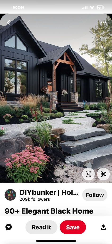 Black Farmhouse Exterior, Farmhouse Updates, Black Cabin, Farmhouse Cabin, Black Houses, Black Farmhouse, Cabin Exterior, Brown House, Modern Farmhouse Exterior