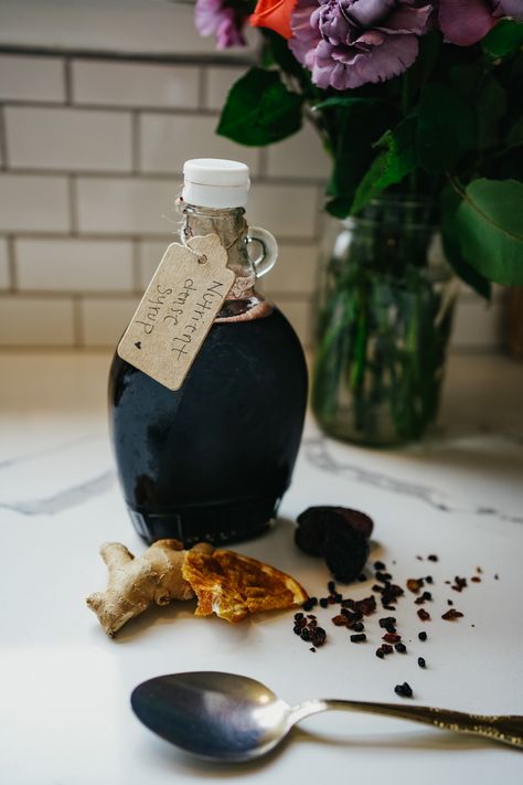 DIY Nutrient-Dense Syrup as an Herbal Health Tonic | Herbal Academy | Nutritive herbs can be used individually or combined to create delightful health tonics, like this DIY nutrient-dense syrup! Health Tonic Recipes, Herbal Syrup Recipe, Homemade Herbal Remedies, Spiritual Herbalism, Master Tonic Recipe, Herbal Tinctures Recipes, Tonic Syrup, Dried Prunes, Herbal Academy