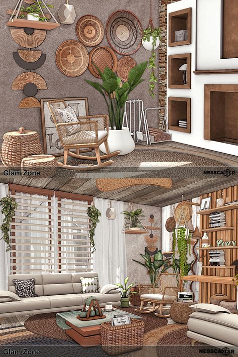 ROOM with CC ▶️Glam Zone is a beautiful, spacious natural living room. ✨Have fun!✅BASE GAME + CC from TSR ✌️Click on the post and download✔️ THX❤️ #ts4builds #sims4 #sims4builds #sims4home #sims4builds #sims4buildsideas #ShowUsYourBuilds #thesims4 #Sims4 #sims4game #ts4 #sims4houses #sims4cc #sims4interior #ts4cc #thesims4 #ts4house #simshousedesign #sims4rooms #simsbuilds #simsbuild #sims4cc #ccfinds #s4 #s4cc Mxims Sims 4 Cc, Sims Cc Boho Furniture, Sims 4 Cc Furniture Living Rooms Boho, Sims4 Boho Cc, The Sims 4 Boho Cc, Sims 4 Boho Wallpaper, Sims 4 Cc Boho Furniture, Sims 4 Boho Decor, Boho Sims 4 Cc