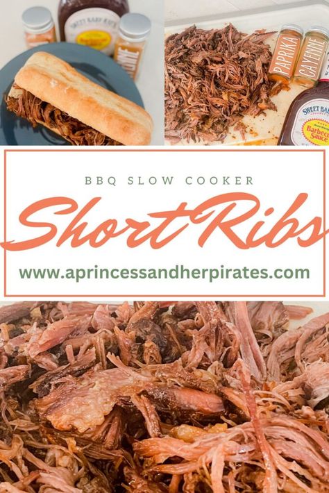 BBQ Slow Cooker Short Ribs #shortribrecipe #slowcookerrecipes #dinnerideas Short Ribs Crock Pot, Ribs Slow Cooker, Slow Cooker Short Ribs, Short Rib Sandwich, Cooking Short Ribs, Boneless Short Ribs, Bbq Short Ribs, Short Ribs Slow Cooker, Crockpot Ribs