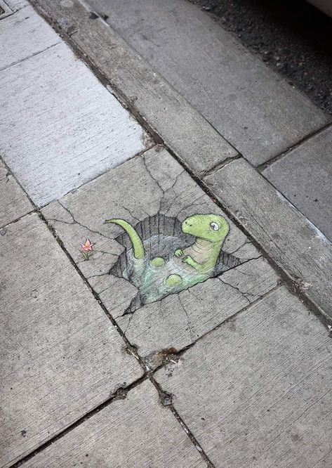 Chalk Inspiration, Chalk Pictures, Street Chalk Art, David Zinn, Chalk Artist, Pavement Art, 3d Chalk Art, Draw Color, Sidewalk Chalk Art