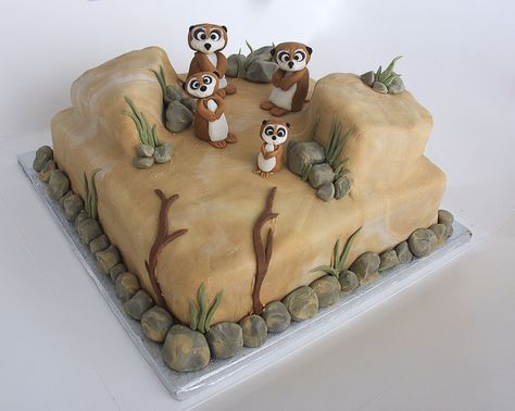 Meerkat Party, Meerkat Cake, Meerkat Birthday, Zoo Birthday Cake, Colored Island, Crafternoon Tea, Zoo Cake, Dad Birthday Cakes, Happy Birthday Kids