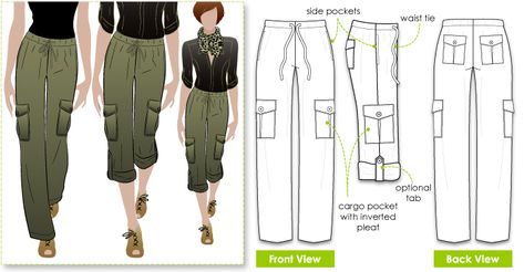 pants patterns for sewing free | StyleArc Kerry Cargo Pant Cargo Pant Pattern, Pant Pattern, Style Arc, Cargo Hose, Sewing Pants, Pants Sewing Pattern, Safari Style, Clothes Sewing, Cargo Pant