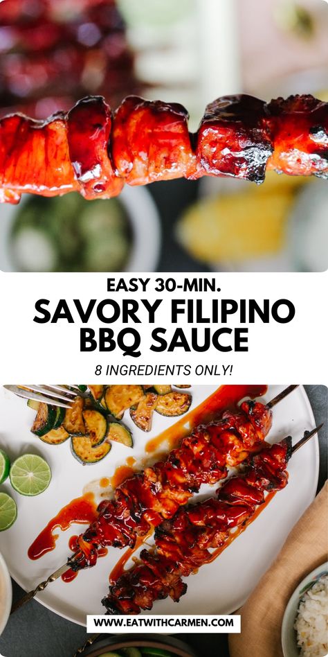 Get the authentic taste of Filipino BBQ with this sweet, tangy sauce. Ideal for fall grilling and back-to-school lunches. Save this pin and try the recipe for a flavorful twist! Filipino Bbq Sauce Recipe, Filipino Barbecue, Bbq Dipping Sauce, Filipino Bbq, Asian Bbq Sauce, Fall Grilling, Bbq Chicken Drumsticks, Barbecue Sauce Recipe, Bbq Party Food