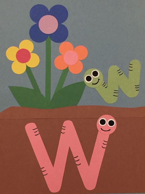 W Is For Worm Preschool Craft, Letter W Projects For Preschoolers, W For Worm Craft, Letter Review Crafts For Preschoolers, Preschool Letter W Activities, Letter W Crafts For Kindergarten, Preschool Letter W Crafts, W Letter Craft, W Crafts For Toddlers