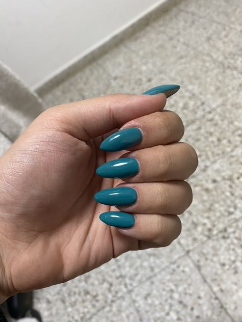 Almond Nails Turquoise, Nails Green Almond, Cute Nails Dark, Teal Almond Nails, Dark Turquoise Nails, Almond Nails Green, Dark Teal Nails, Almond Nails Fall, Green Almond Nails