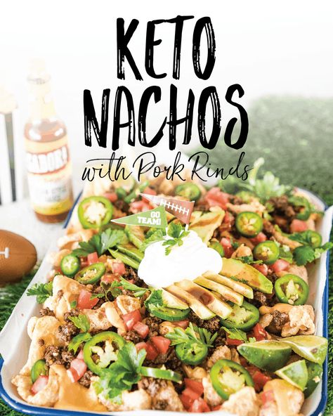 With my Easy Keto Nachos made with Pork Rinds you can still enjoy all the nacho-deliciousness that you crave, without sabotaging your low carb diet! Keto Pork Rinds, Keto Nachos, Low Carb Nachos, Superbowl Appetizers, Keto Cheese, Superbowl Snacks, Pork Rinds, Mexican Recipes, Carb Diet