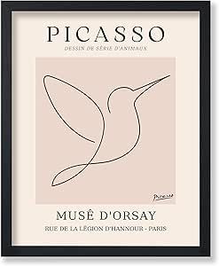 Poster Master Vintage Picasso Poster - Retro One Line Hummingbird Drawing Print - Bird Line Art - Minimal Gift for Him, Her, Animal Lover - Abstract Decor for Home, Office - 8x10 UNFRAMED Wall Art One Line Hummingbird, Line Hummingbird, Bird Line Art, Hummingbird Drawing, Picasso Poster, Pharmacy Books, Minimal Gifts, Art Minimal, Abstract Decor