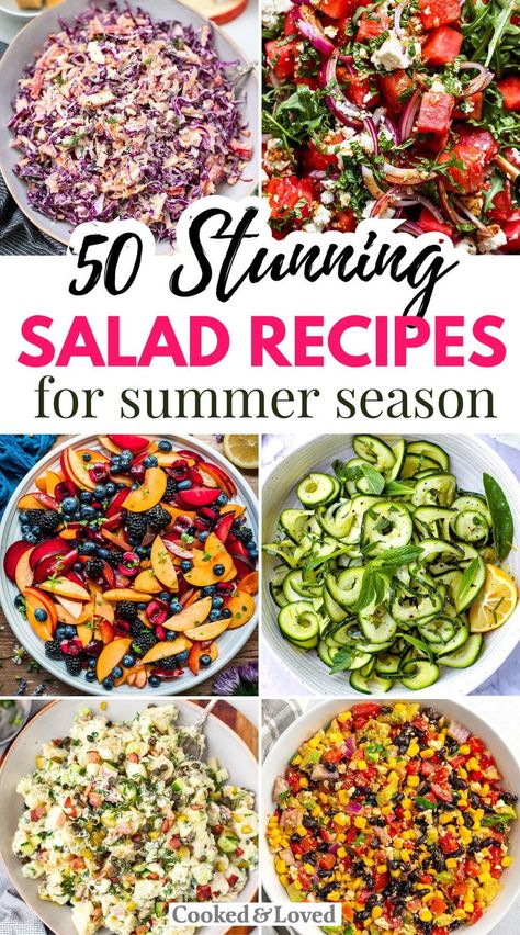 50+ Stunning Summer Salad Recipes and ideas Salad For Barbeque Summer, Fun Summer Salad Recipes, Legume Salad Recipes, Fun Summer Salads, Pretty Salads, Summer Garden Salad, Summer Salads Recipes, Pomegranate Desserts, Summer Salad Ideas