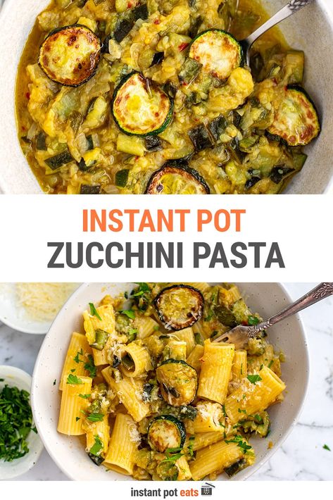 If you're looking for an easy and tasty Instant Pot zucchini recipe, this dish is an absolute must-try and will surprise you in many ways. Inspired by Meghan Markle's zucchini pasta, this recipe uses only a handful of ingredients that turn into a creamy, flavorful braised zucchini sauce that will make everyone think you slow-cooked it for 4-5 hours. Except, it only takes 30 minutes with the Instant Pot. Let us show you how to do it! 4 Ingredient Instant Pot Recipes, Instant Pot Recipes Zucchini, Instant Pot Recipes With Zucchini, Instant Pot Lemon Pasta, Instant Pot Zucchini Recipes, Braised Zucchini, Spagetti Squash In Instapot, Instant Pot Zucchini, Mushroom Zucchini Recipe