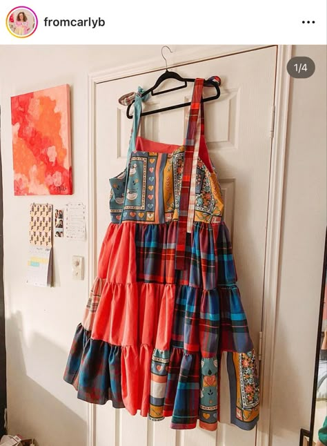 From Carly B, Patchwork Dress Diy, Eco Dresses, Upcycled Dress, Patchwork Clothes, Cute Sewing Projects, Diy Sewing Clothes, Patchwork Dress, Upcycle Clothes