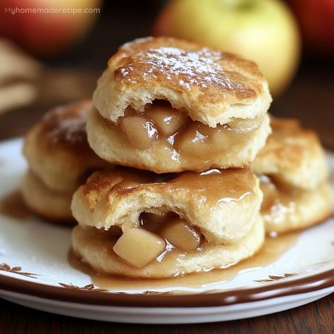 Easy Apple Pie Biscuits – A Sweet and Simple Treat - My Home Made Recipe Pillsbury Biscuit Recipes Dessert Apple, Apple Pie Biscuits Recipe, Apple Biscuit Dessert, Apple Pie In A Mug, Apple Pie Filling Desserts, Apple Pie Biscuits, Decadent Pies, Pie Filling Desserts, Apple Biscuits