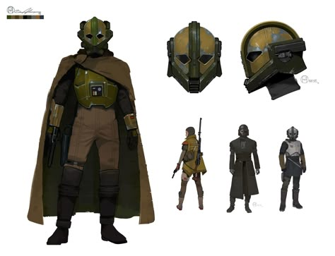 The idea for this guy is he repurposed armor that he collected off of a high valued bounty. Probably an Imperial Bodyguard of some sort. Designed this sometime in '14. Funny how similar the helmet looks to the shadowtroopers in Rogue One! Sci Fi Helmet Concept Art, Sci Fi Bounty Hunter, Brian Matyas, Edge Of The Empire, Star Wars Bounty Hunter, Star Wars Characters Pictures, Star Wars Design, Heroic Fantasy, Star Wars Concept Art