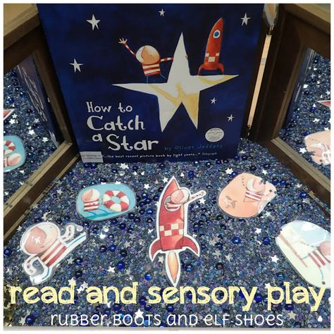 How to Catch a Star: read and sensory play How To Catch A Star Activities, How To Catch A Star, How To Catch A Star Eyfs Activities, Retelling Activities, Pete The Cats, Oliver Jeffers, Book Bins, Space Unit, Elf Shoes