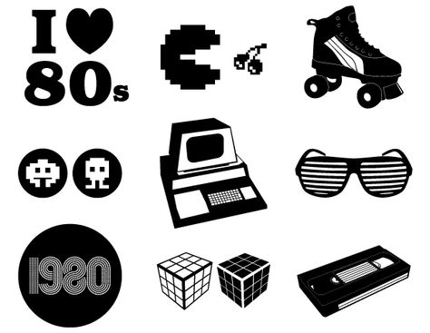 #80svector 80s Shirt Svg, 80s Svg Free, 80s Symbols, Laser Patterns, Music Silhouette, Vinyl Projects Silhouette, Iconic Furniture Design, Slumber Party Birthday, 1980s Party