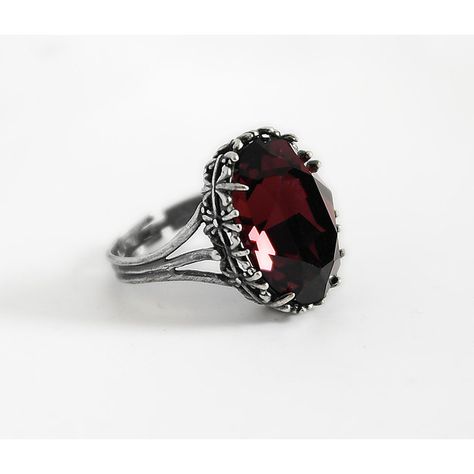 30%OFF Gothic Ring Red Ring Burgundy Ring Swarovski Crystal Ring... ($29) ❤ liked on Polyvore featuring jewelry, rings, accessories, medieval, oxidized silver jewelry, red jewelry, swarovski crystal rings, gothic engagement rings and goth jewelry Burgundy Ring, Medieval Wedding Ring, Gothic Jewelry Rings, Red Engagement Ring, Victorian Gothic Jewelry, Antique Rings Victorian, Gothic Wedding Rings, Crystal Engagement Rings, Skull Wedding Ring